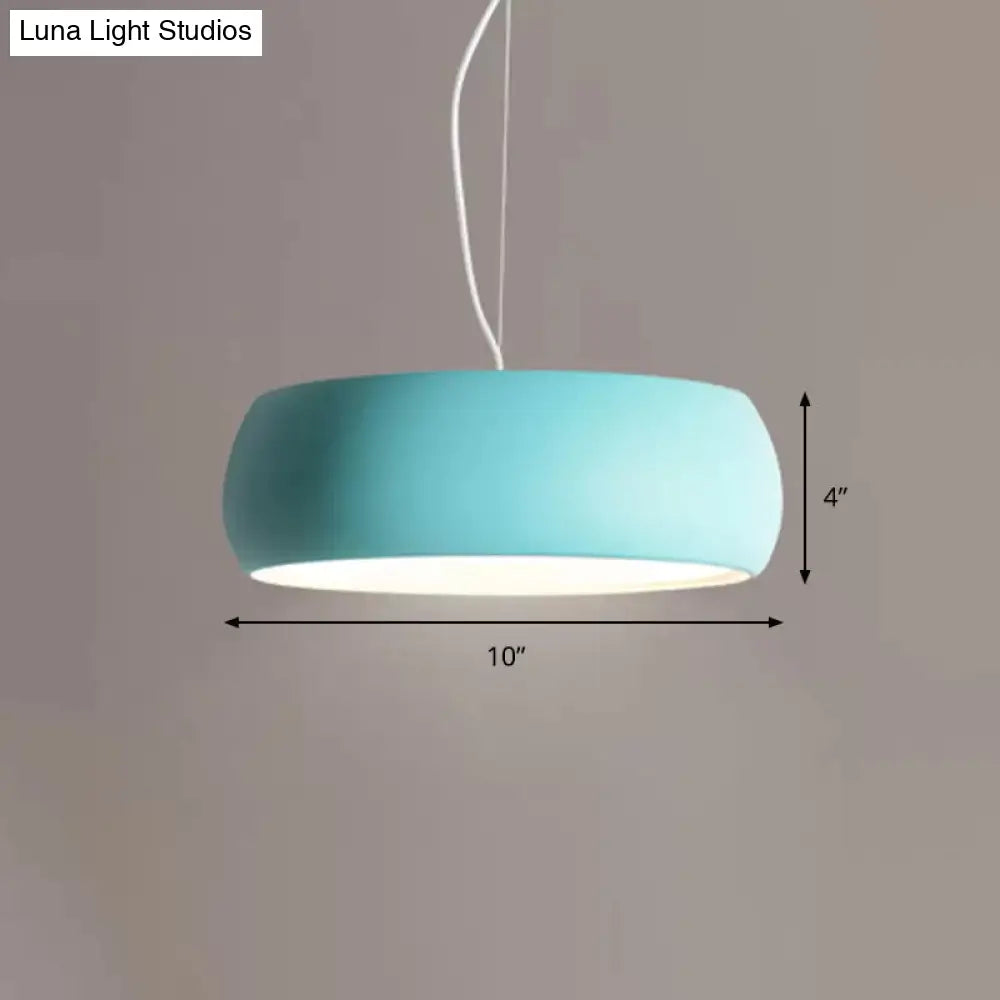 Macaron Blue Bowl Hanging Lamp Kit - 10/13/17 Wide Metal Pendant Light With Diffuser