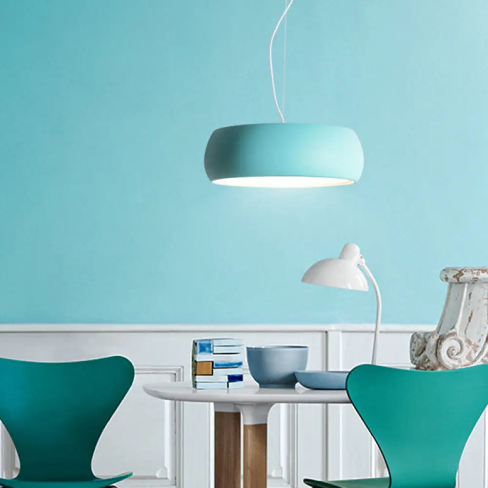 Metal Pendant Lighting With Diffuser - Blue Bowl Hanging Lamp Kit In 3 Sizes (10’/13’/17’)