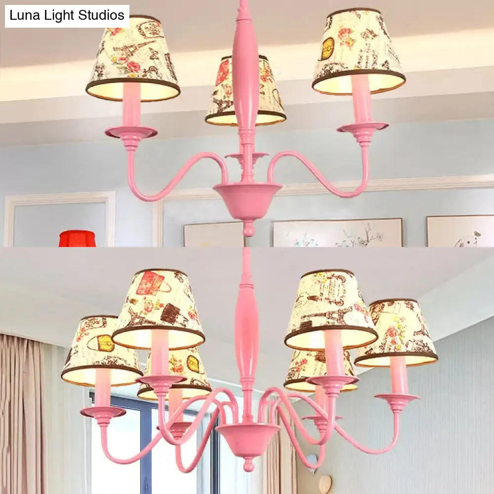 Metal Pink Bag-Inspired Chandelier Light For Contemporary Girls Bedroom