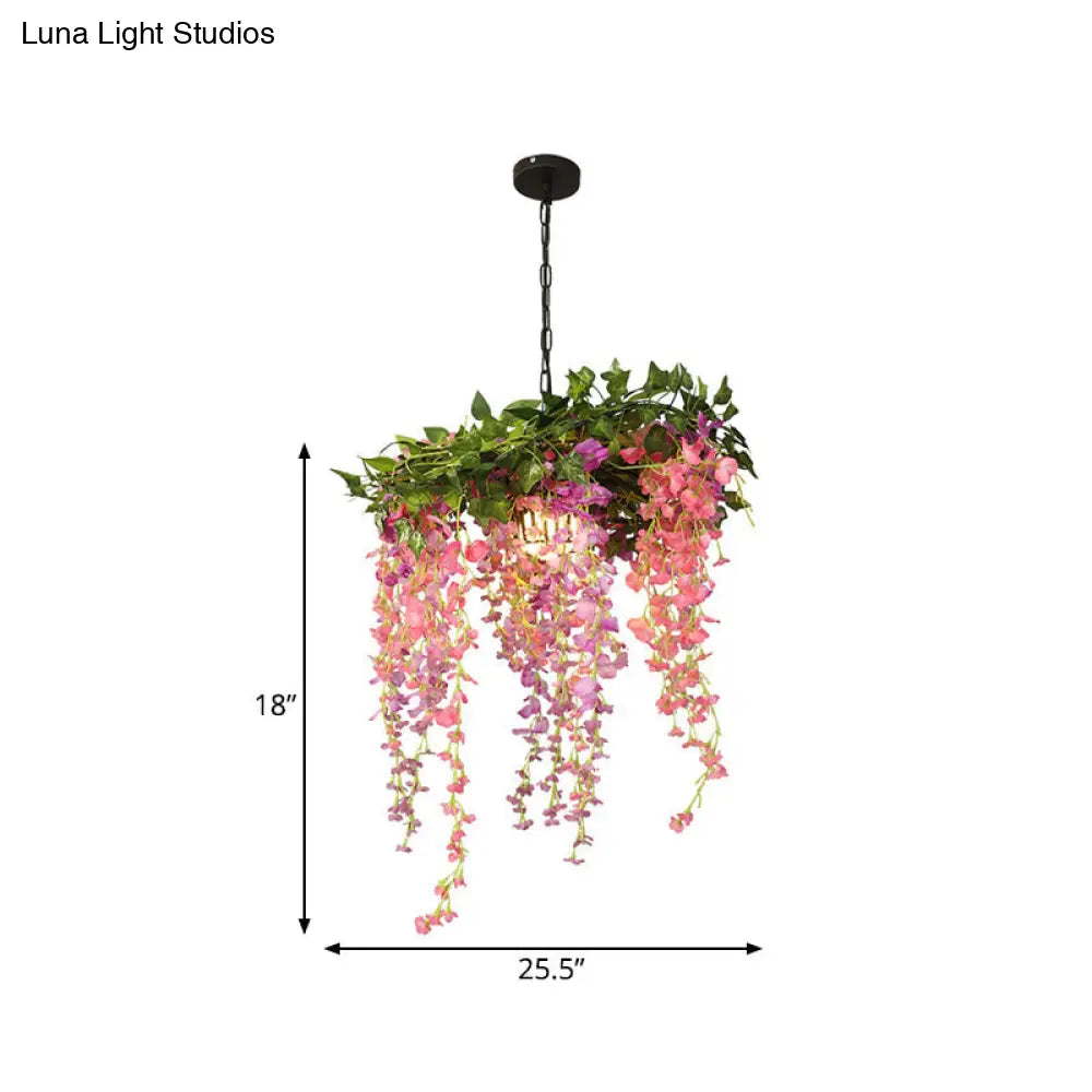 Metal Pink Industrial Pendant Lamp With Led Down Lighting - Perfect For Restaurants