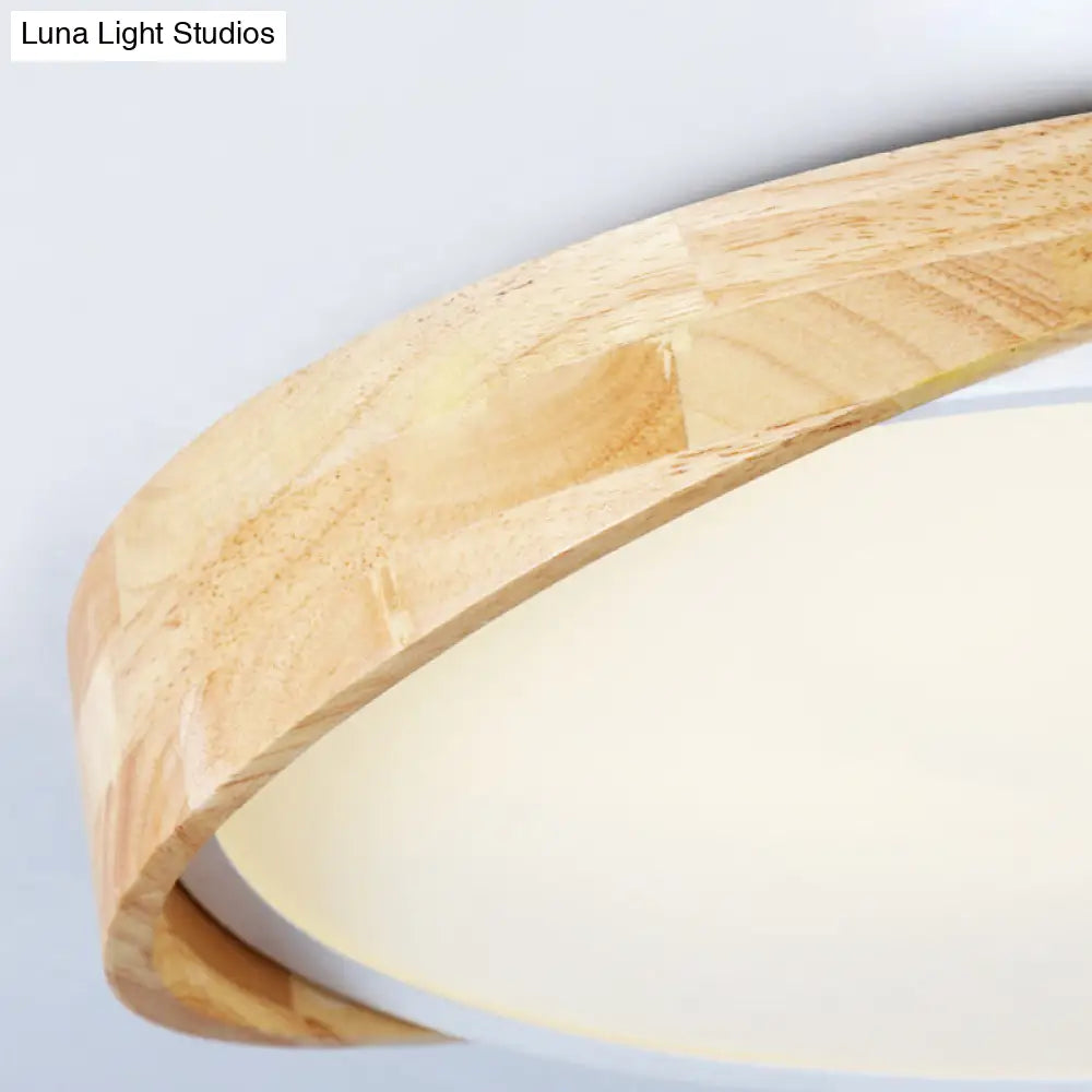 Metal Round Flushmount Macaron Led Ceiling Lamp In Warm/White Light - White Finish
