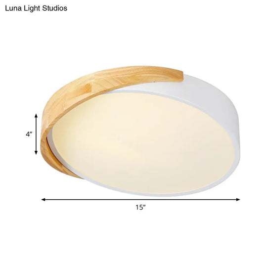 Metal Round Flushmount Macaron Led Ceiling Lamp In Warm/White Light - White Finish