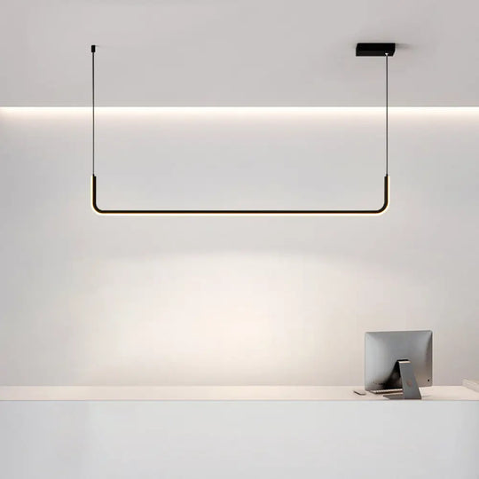 Metal Shade Led Ceiling Light - Simple & Stylish Pendant In Warm/White 35.5’/47’ Long Black /
