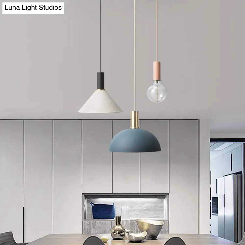 Metal Shaded Cluster Pendant Nordic Light With 3 Heads - White Round/Linear Canopy Warm/White