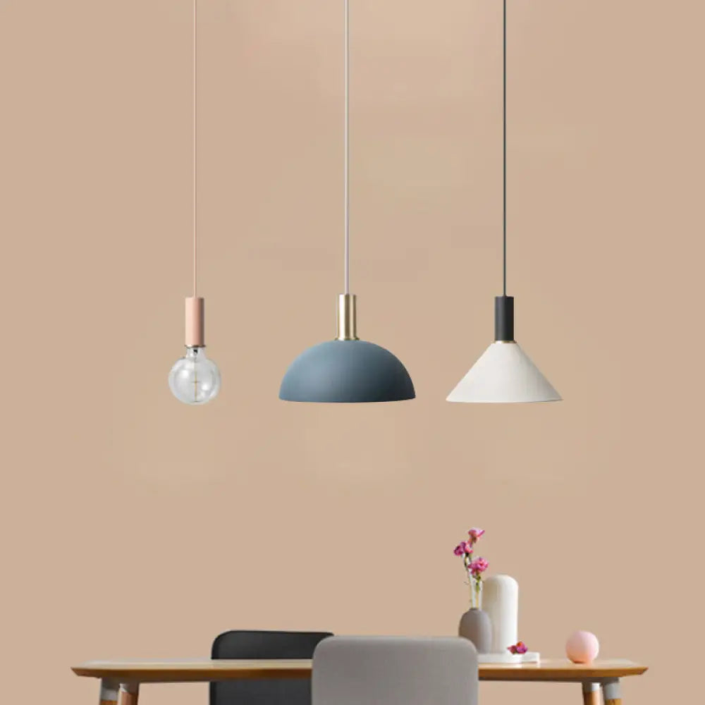 Metal Shaded Cluster Pendant Nordic Light With 3 Heads - White Round/Linear Canopy Warm/White /