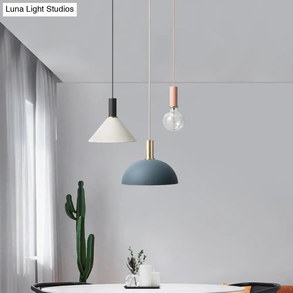 Metal Shaded Cluster Pendant Nordic Light With 3 Heads - White Round/Linear Canopy Warm/White