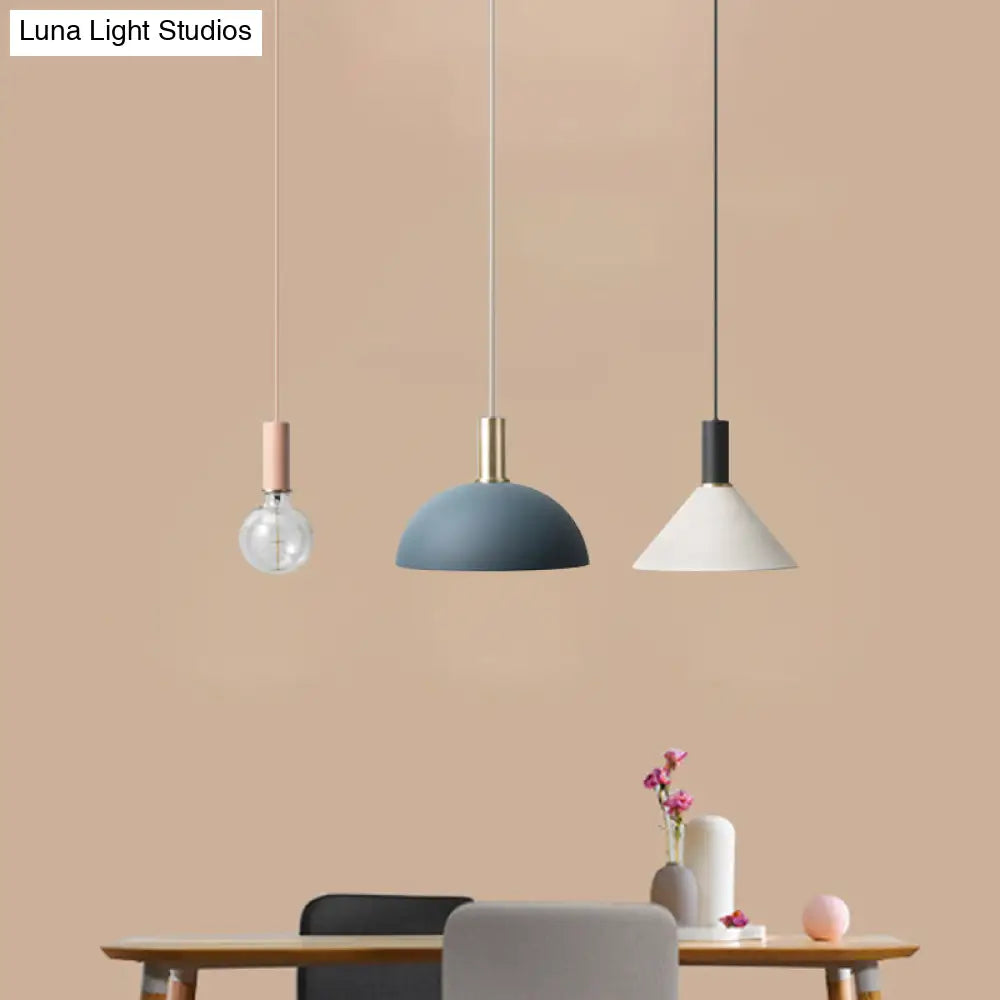 Metal Shaded Cluster Pendant Nordic Light With 3 Heads - White Round/Linear Canopy Warm/White