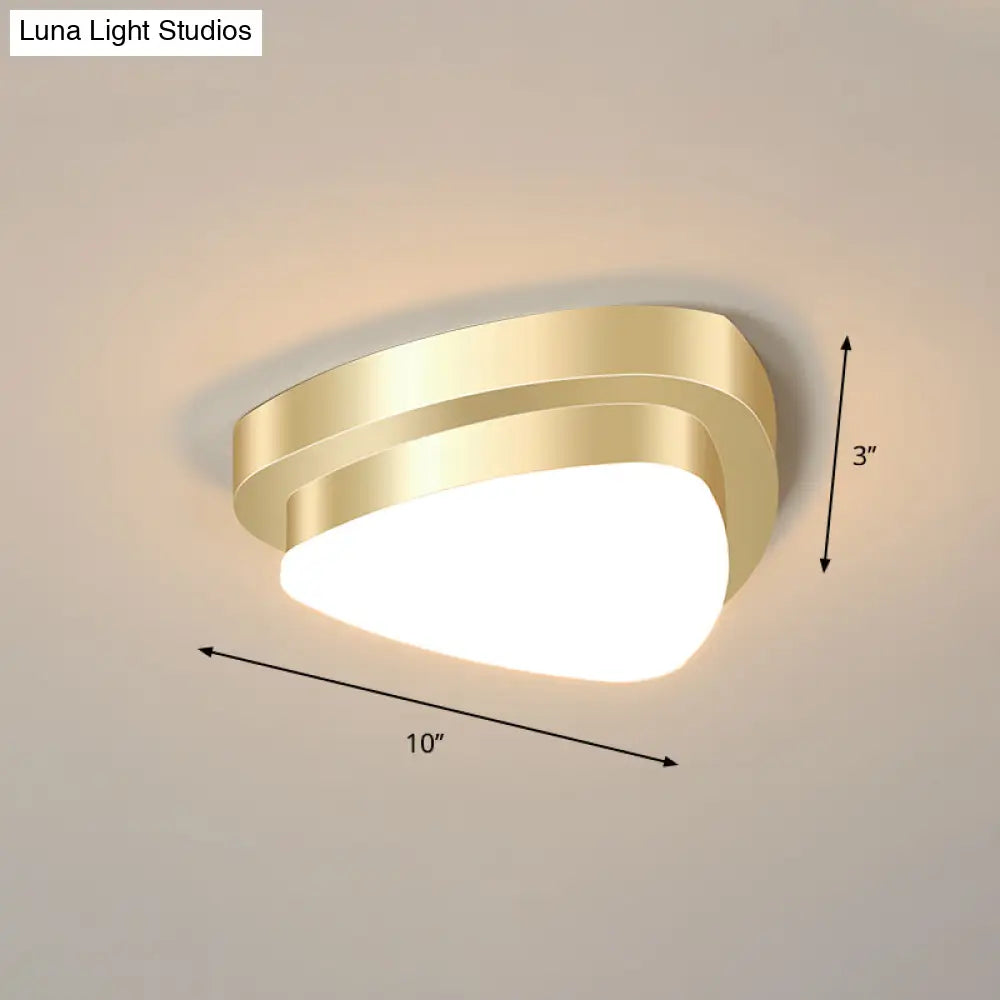 Metal Simplicity Led Flush Mount Fixture In Gold - Geometric Small Aisle Ceiling Light