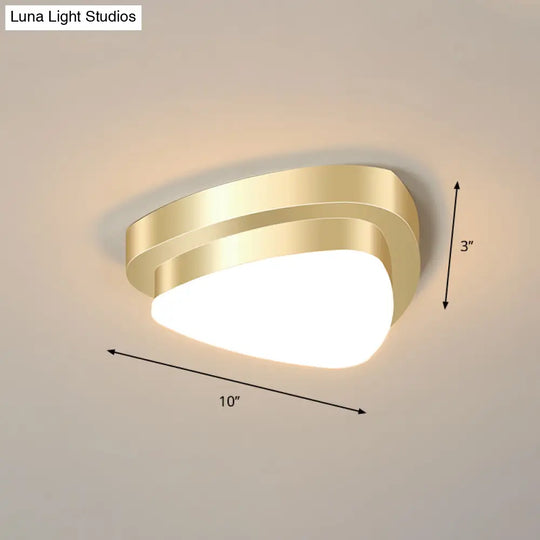 Metal Simplicity Led Flush Mount Fixture In Gold - Geometric Small Aisle Ceiling Light