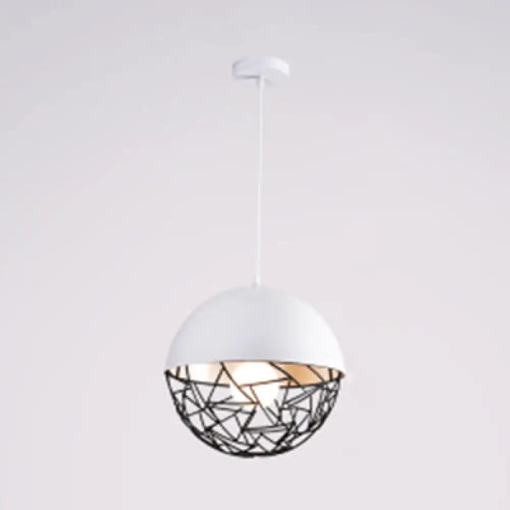 Metal Sphere Pendant Light Fixture - Contemporary Hollow Design With 1 Bulb Suspended In