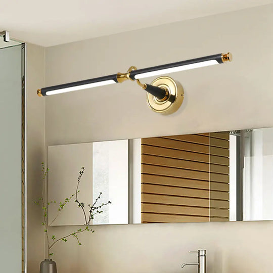 Metal Streamlined Led Vanity Mirror Light In Black - Sconce Fixture