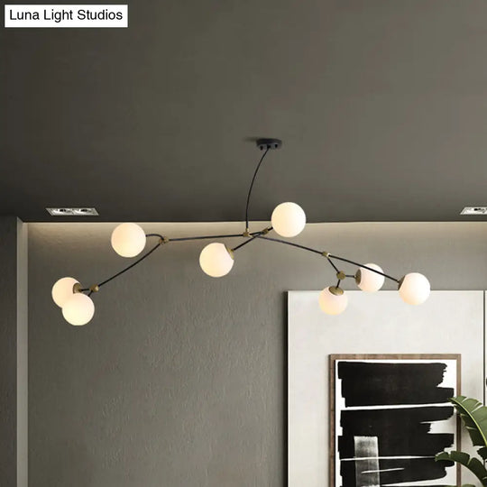 Metal Twig Pendant Light With Clear/Cream Glass Shade - Creative Hanging Lamp For Living Room In