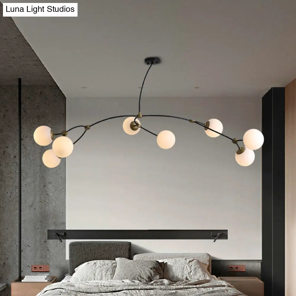 Metal Twig Pendant Light With Clear/Cream Glass Shade - Creative Hanging Lamp For Living Room In