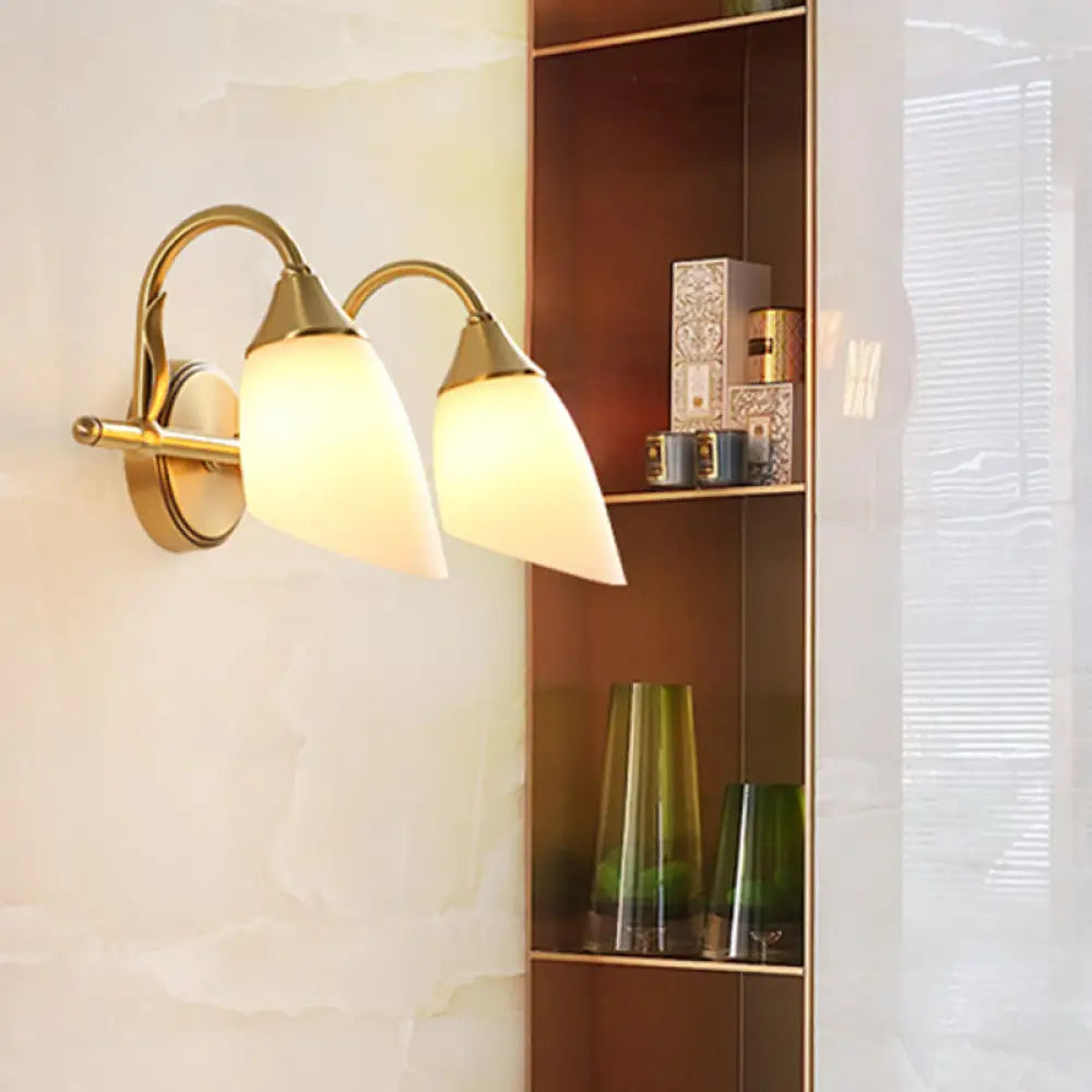 Metal Vanity Sconce Light - Traditional Brass Dome Bathroom Wall Fixture (2/3 Heads) 2 /