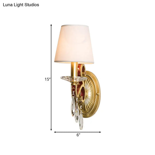 Metal Wall Lamp - Country Style Gold Cone Sconce Light For Bedroom (With/Without Shade)