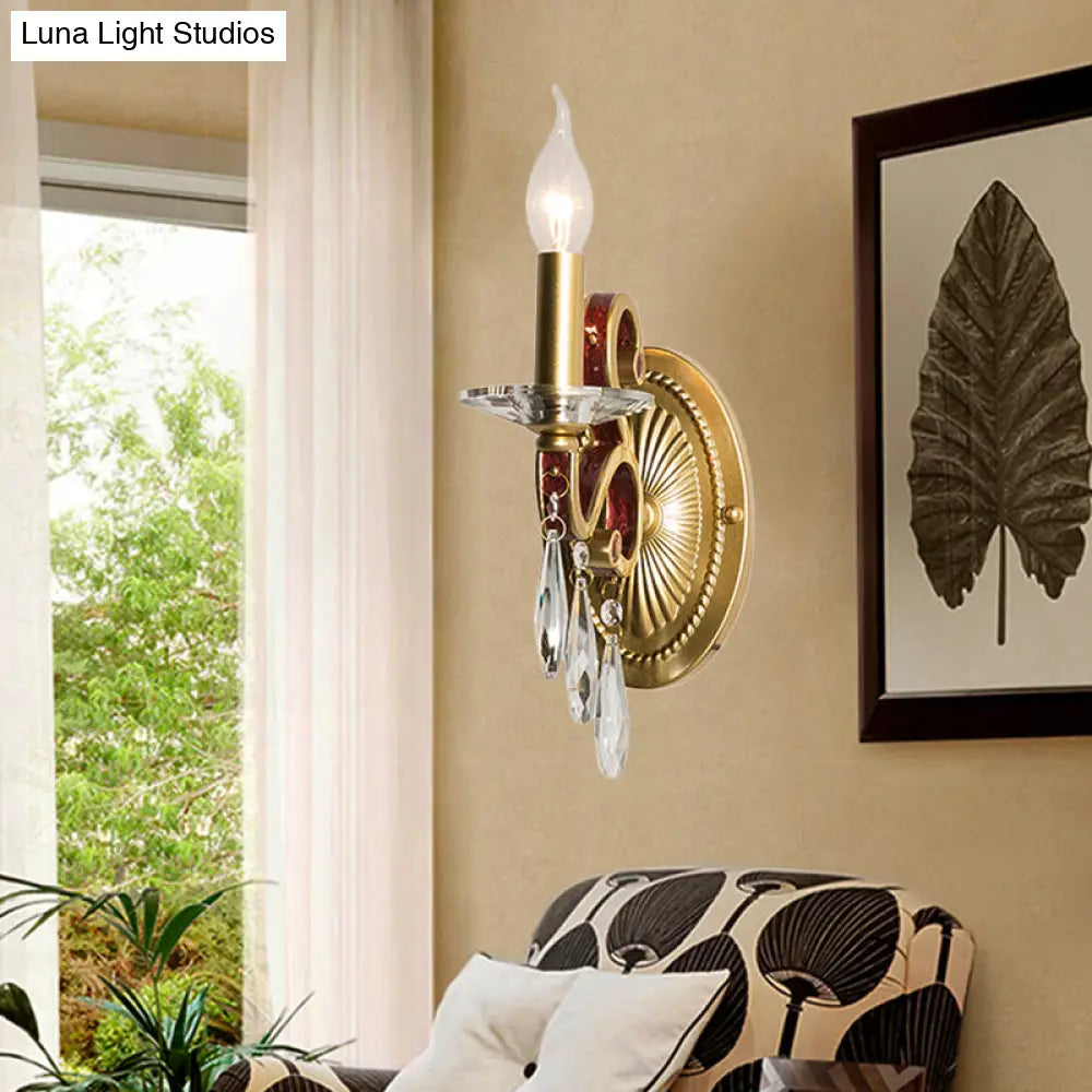 Metal Wall Lamp - Country Style Gold Cone Sconce Light For Bedroom (With/Without Shade)