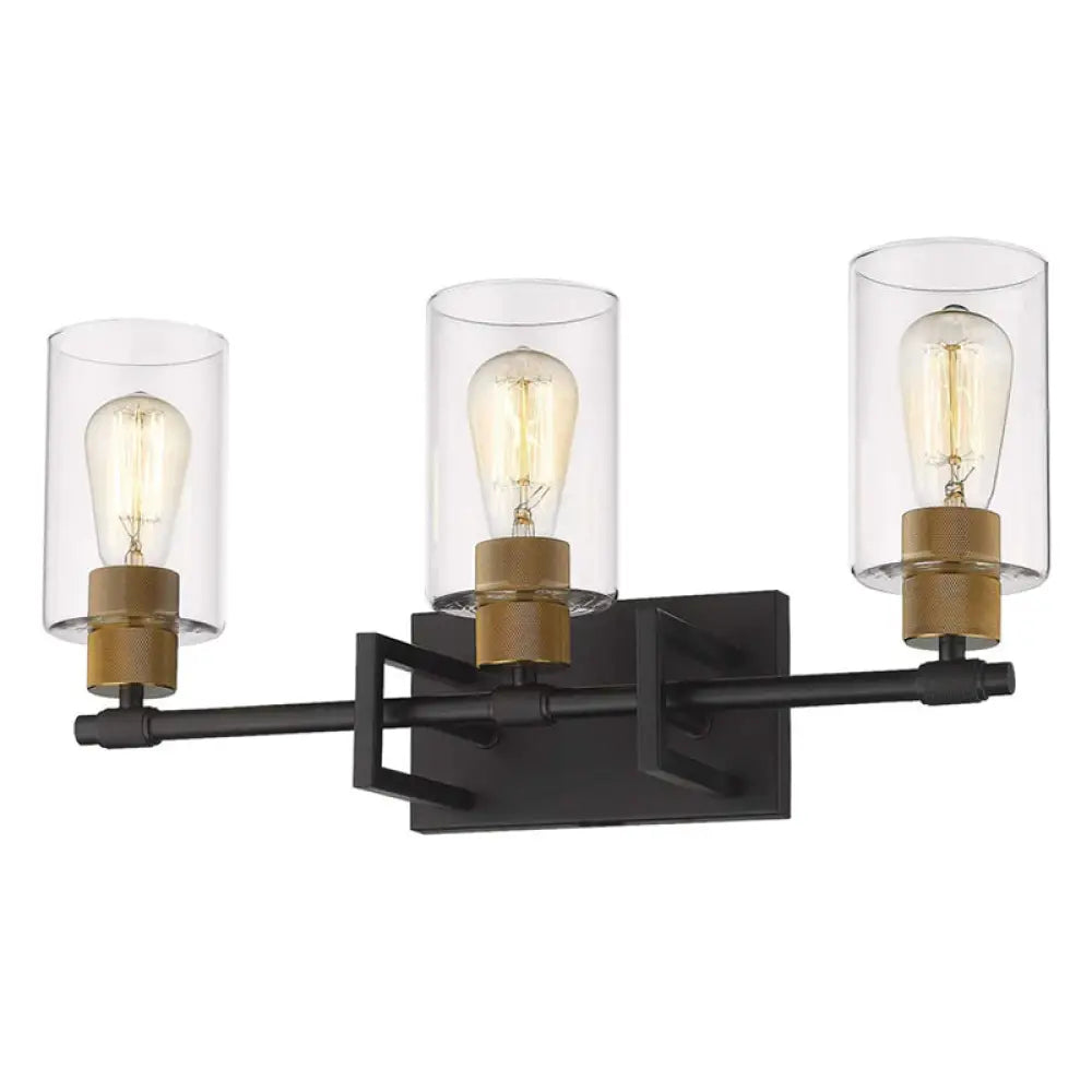 Metal Wall Mount Bathroom Sconces With Glass Shade 3 / Black