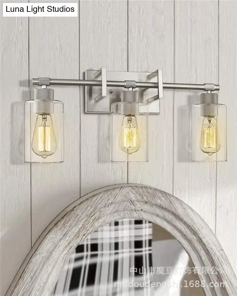 Metal Wall Mount Bathroom Sconces With Glass Shade