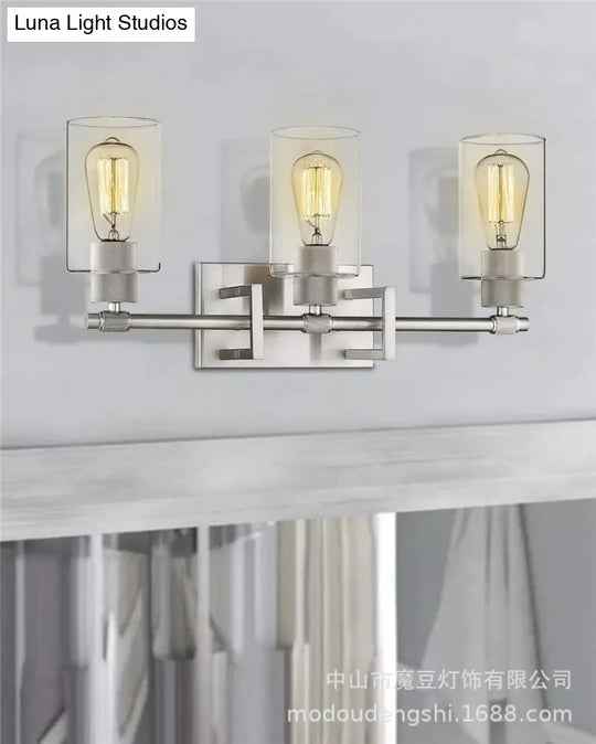 Metal Wall Mount Bathroom Sconces With Glass Shade