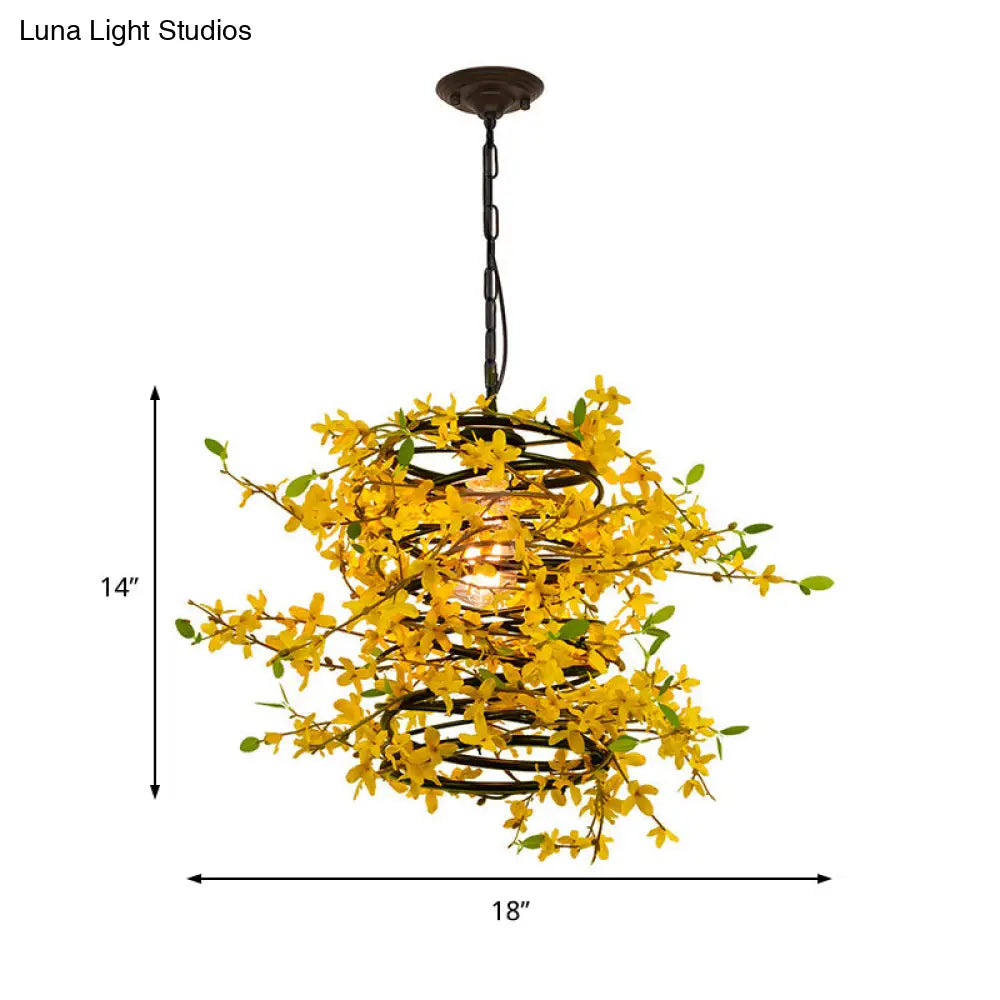 Metal Yellow Drop Lamp - Bloom 1 Head Led Pendant For Restaurant Industrial Down Lighting