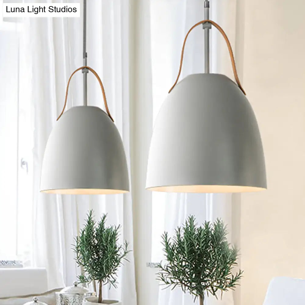 Modern Metallic Dome Down Ceiling Lamp - 1-Head Hanging Light For Living Room Green/White/Grey