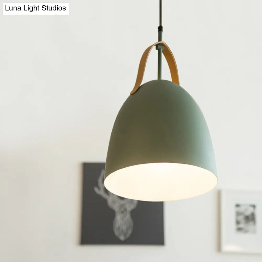 Modern Metallic Dome Down Ceiling Lamp - 1-Head Hanging Light For Living Room Green/White/Grey