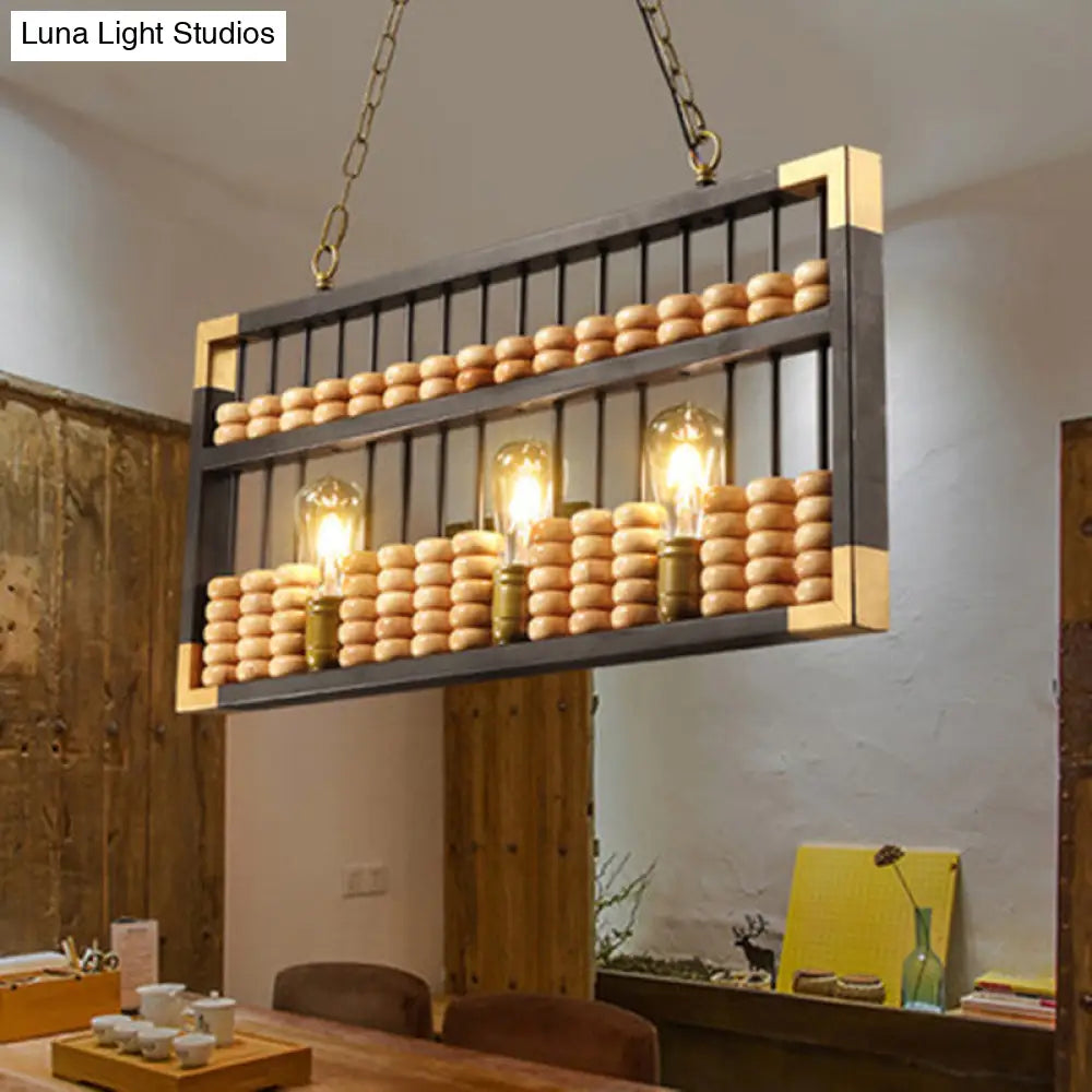 Metallic 3-Head Abacus Pendant Light For Restaurants And Decor