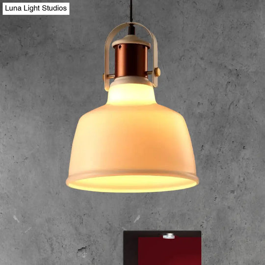 Vintage Style Metallic Barn Ceiling Pendant Lamp With 47 Cord - Black/White For Restaurants White