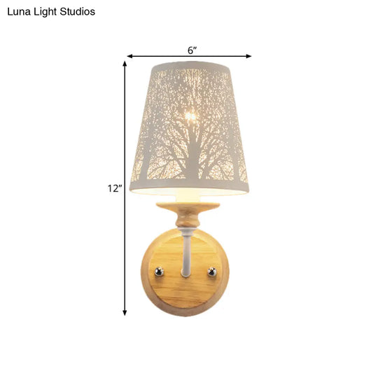 Metallic Bedroom Wall Lamp With Modern Tree Design In White