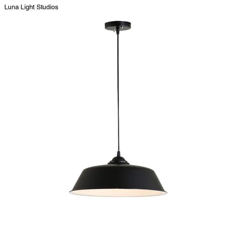 Metallic Black Ceiling Lamp Barn Shade Pendant 10’/14’ Wide – Retro Industrial Hanging Light
