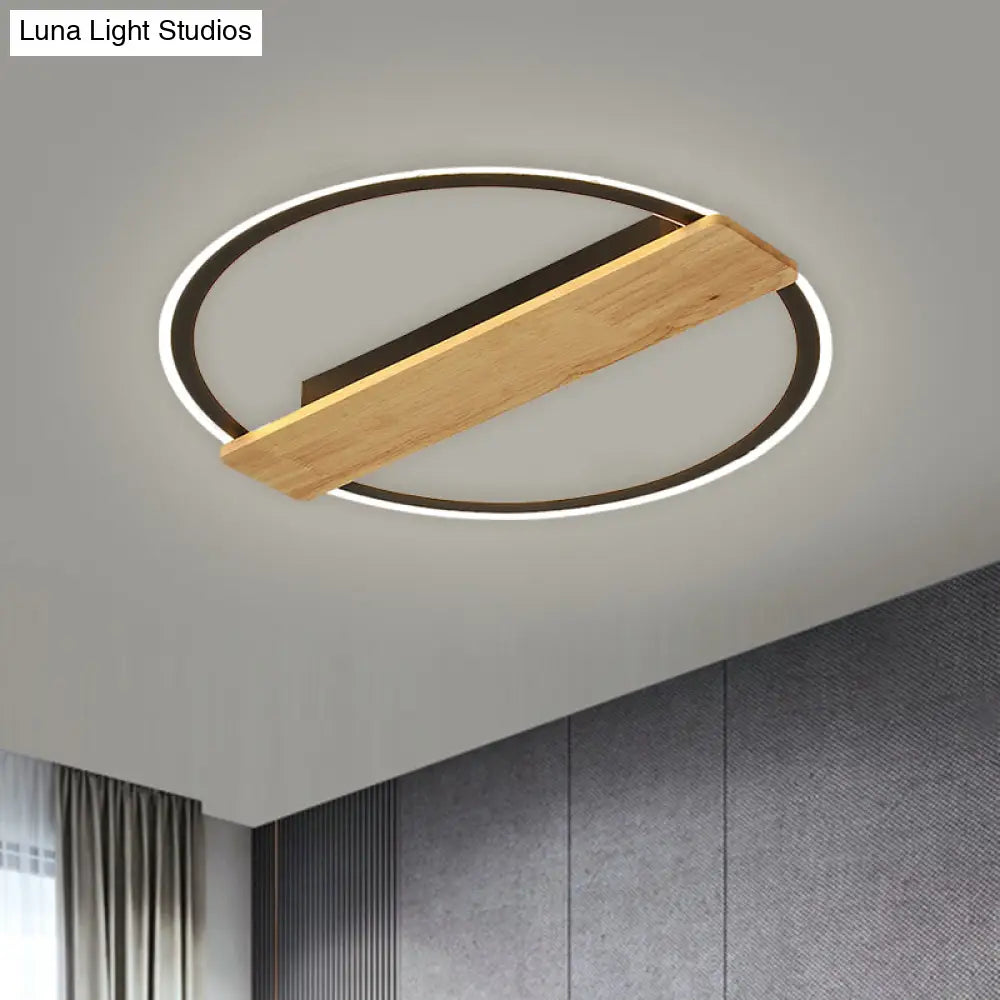 Metallic Black/Gold Led Ceiling Lamp With Warm/White Light And Plank Decor 16.5/20.5 Wide