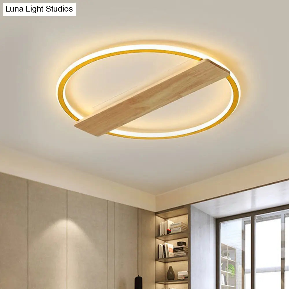 Metallic Black/Gold Led Ceiling Lamp With Warm/White Light And Plank Decor 16.5/20.5 Wide