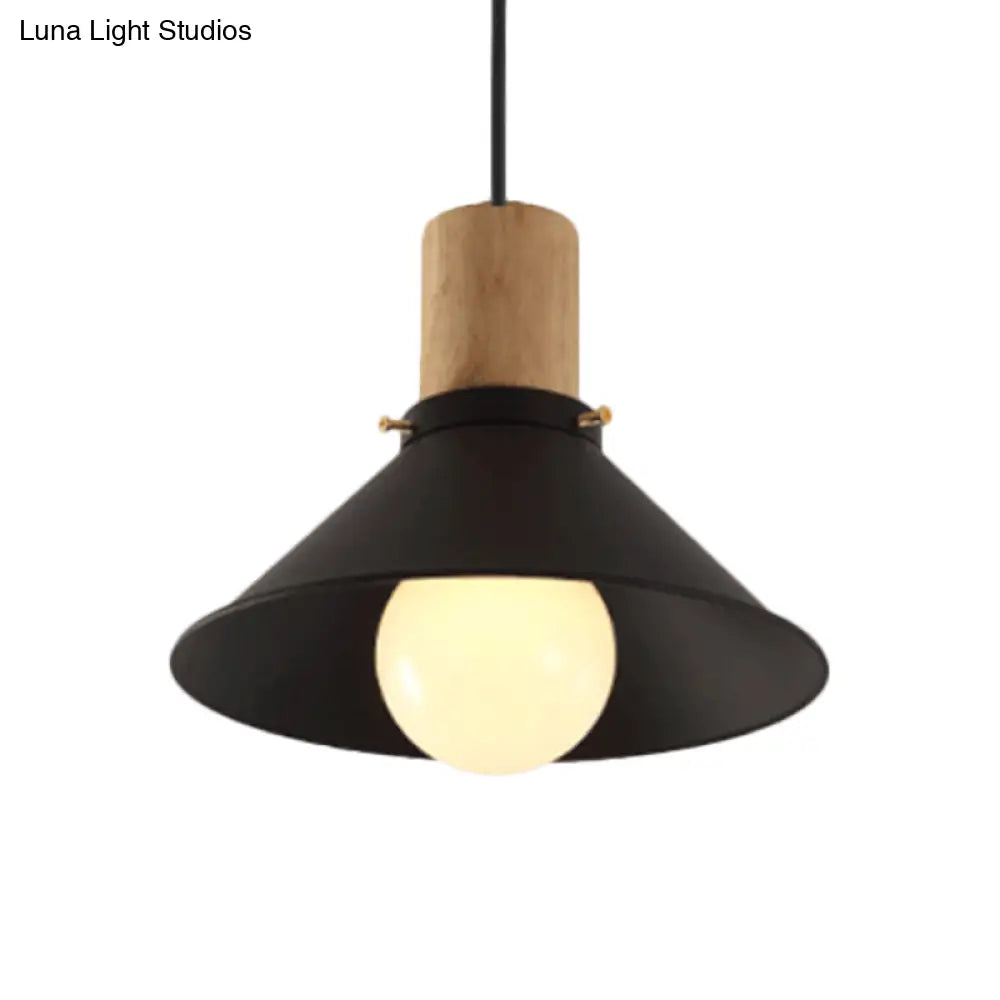 Metallic Black Pendant Lamp With Cone/Saucer Shade And Contemporary Design For Living Room