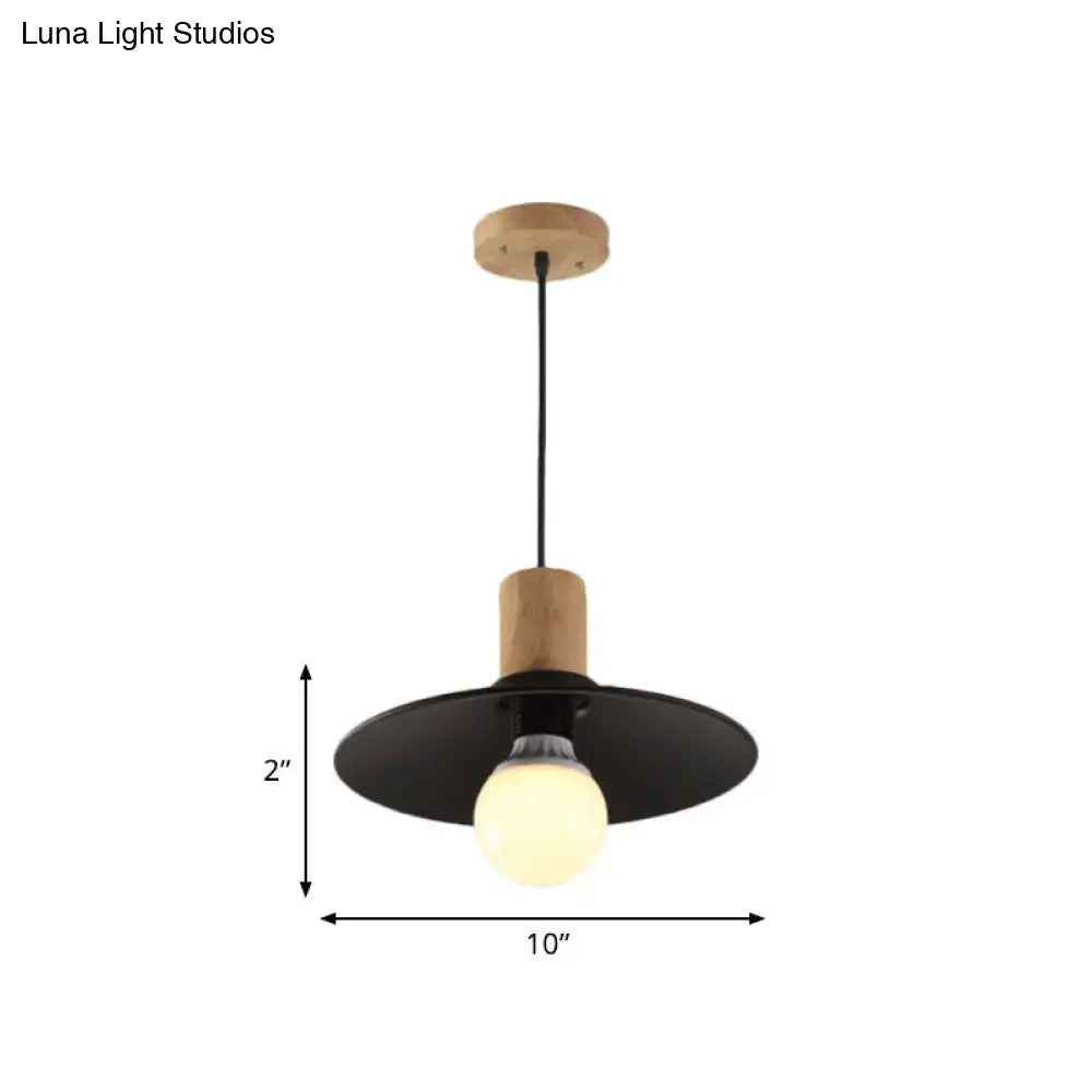 Metallic Black Pendant Lamp With Cone/Saucer Shade And Contemporary Design For Living Room