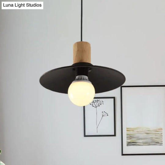 Contemporary Black Cone/Saucer Shade Ceiling Pendant - Metallic Finish Ideal For Living Room
-Or-