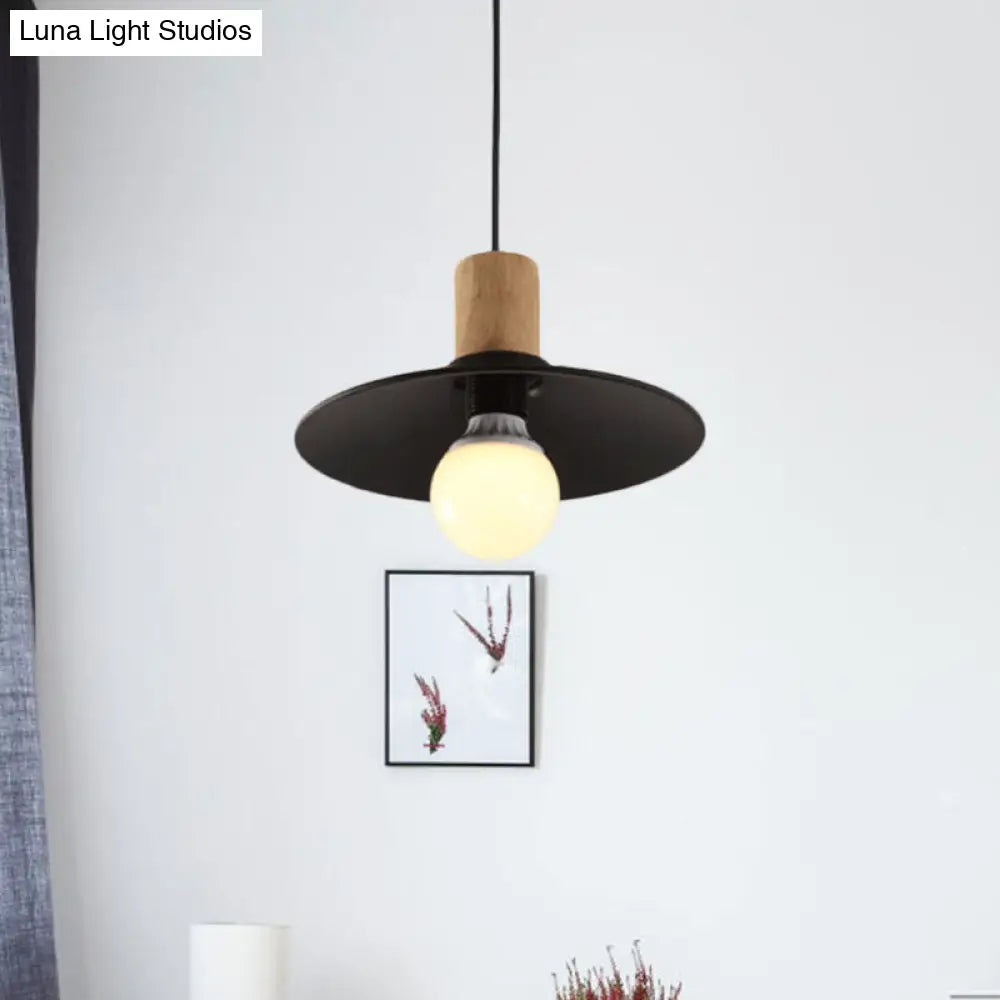 Contemporary Black Cone/Saucer Shade Ceiling Pendant - Metallic Finish Ideal For Living Room
-Or-