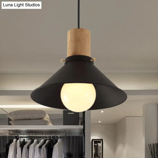 Contemporary Black Cone/Saucer Shade Ceiling Pendant - Metallic Finish Ideal For Living Room
-Or-