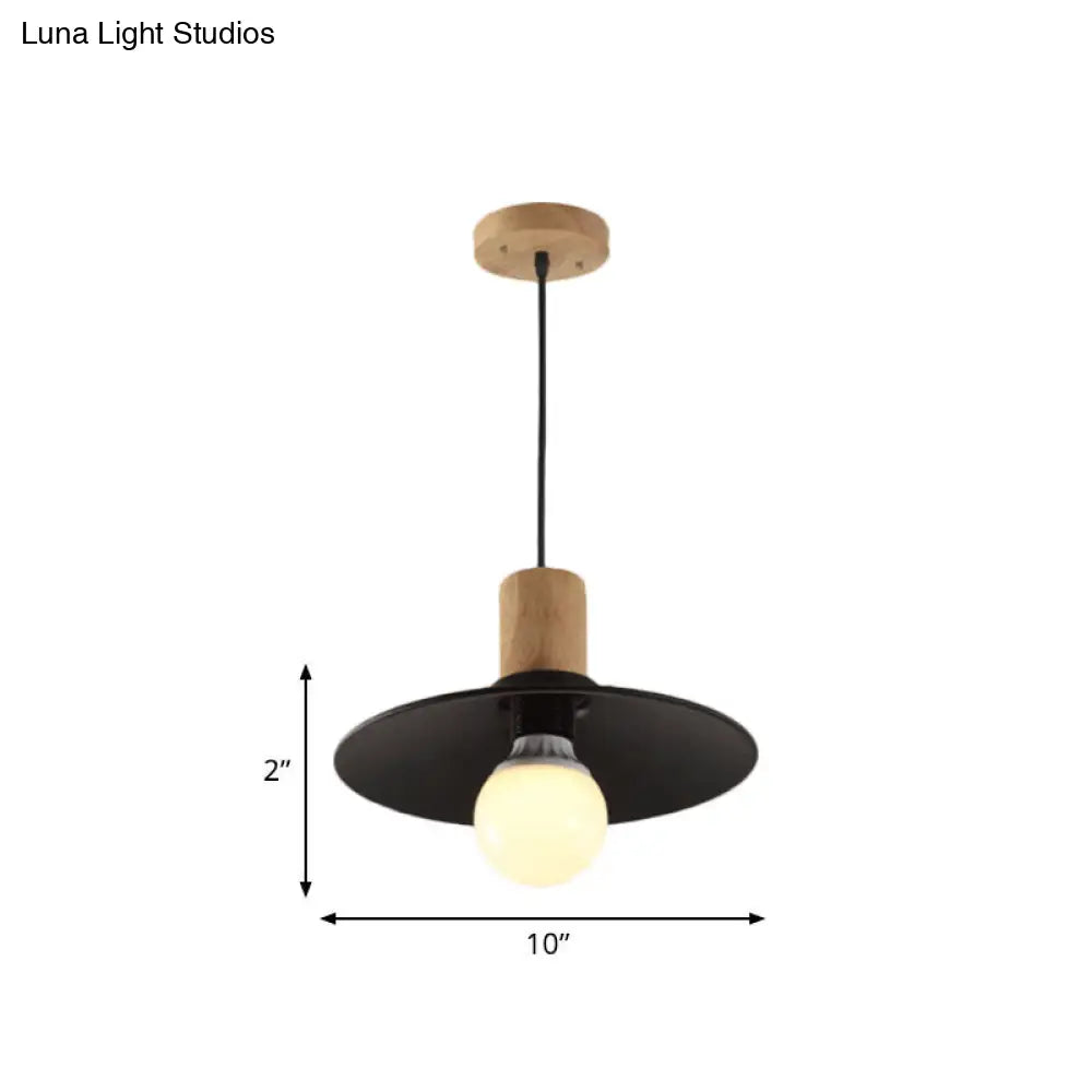 Contemporary Black Cone/Saucer Shade Ceiling Pendant - Metallic Finish Ideal For Living Room
-Or-