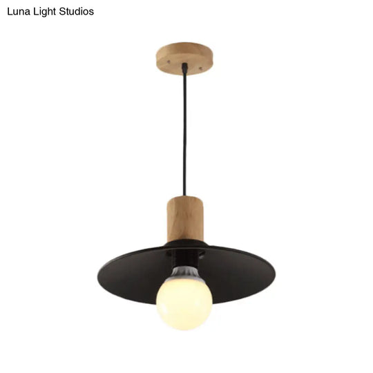 Contemporary Black Cone/Saucer Shade Ceiling Pendant - Metallic Finish Ideal For Living Room
-Or-