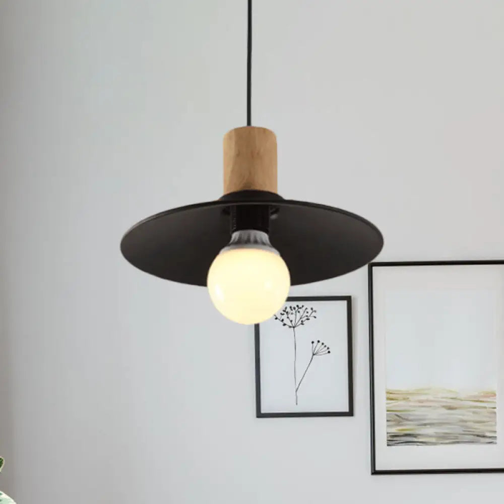 Metallic Black Pendant Lamp With Cone/Saucer Shade And Contemporary Design For Living Room / Saucer