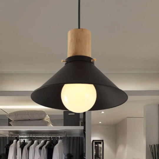 Metallic Black Pendant Lamp With Cone/Saucer Shade And Contemporary Design For Living Room / Cone