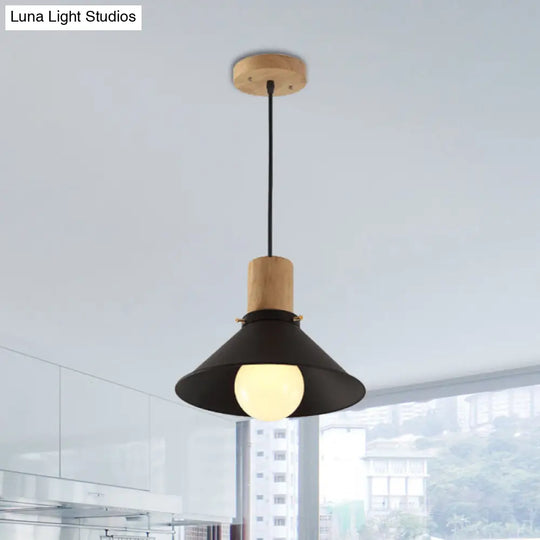 Contemporary Black Cone/Saucer Shade Ceiling Pendant - Metallic Finish Ideal For Living Room
-Or-