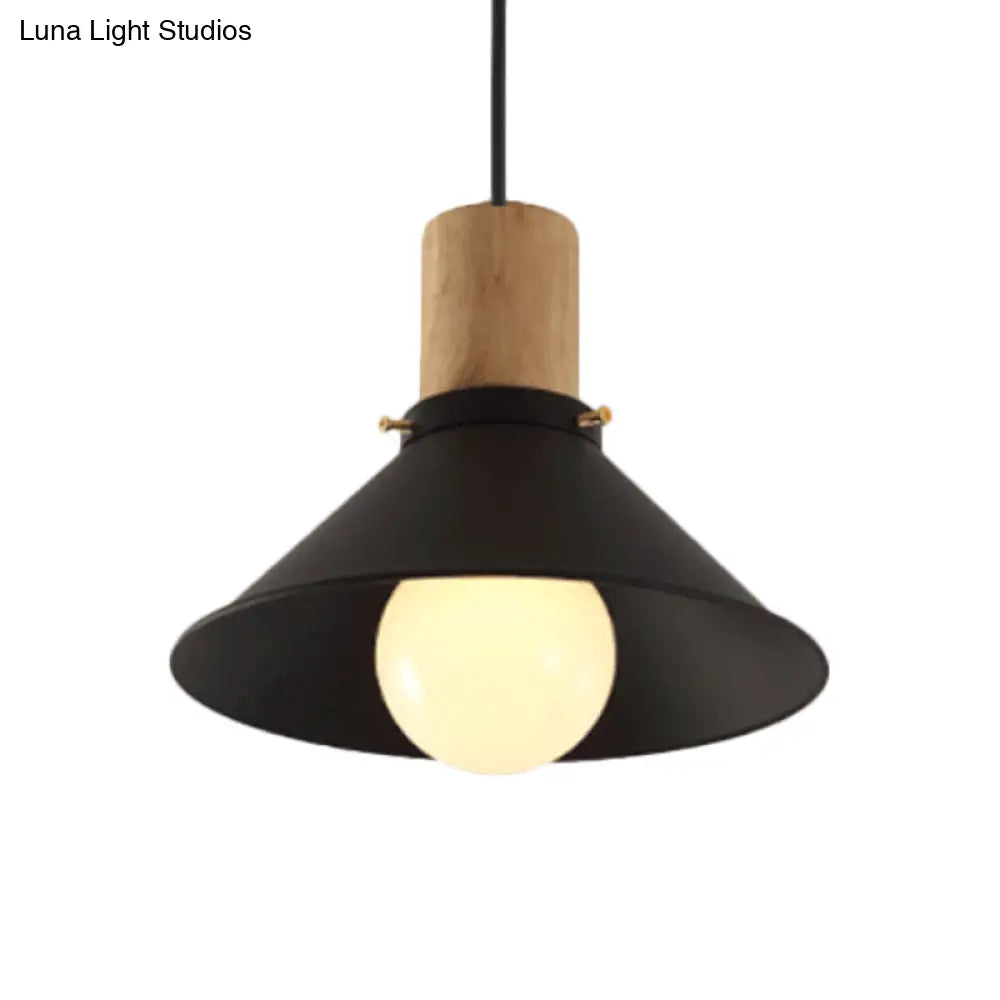 Contemporary Black Cone/Saucer Shade Ceiling Pendant - Metallic Finish Ideal For Living Room
-Or-