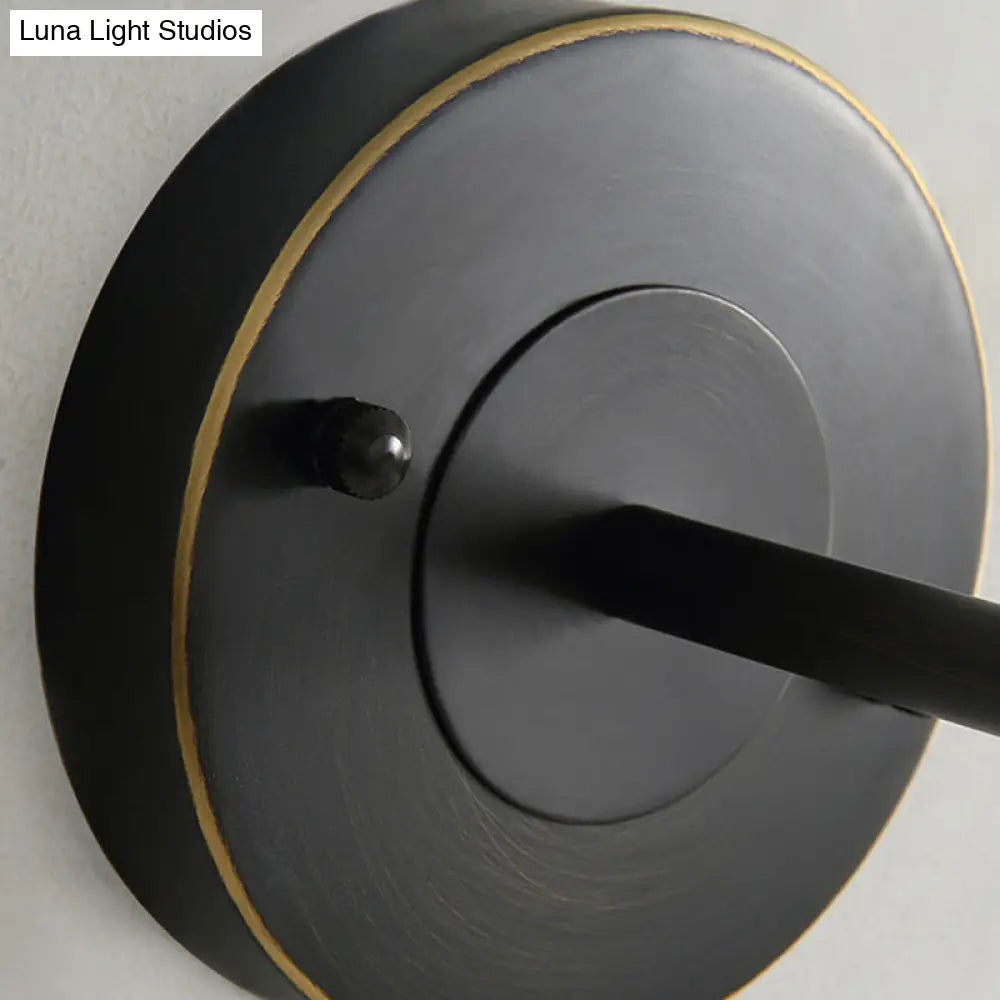 Metallic Black Sconce With Tapered Fabric Shade - Elegant Bedside Wall Fixture