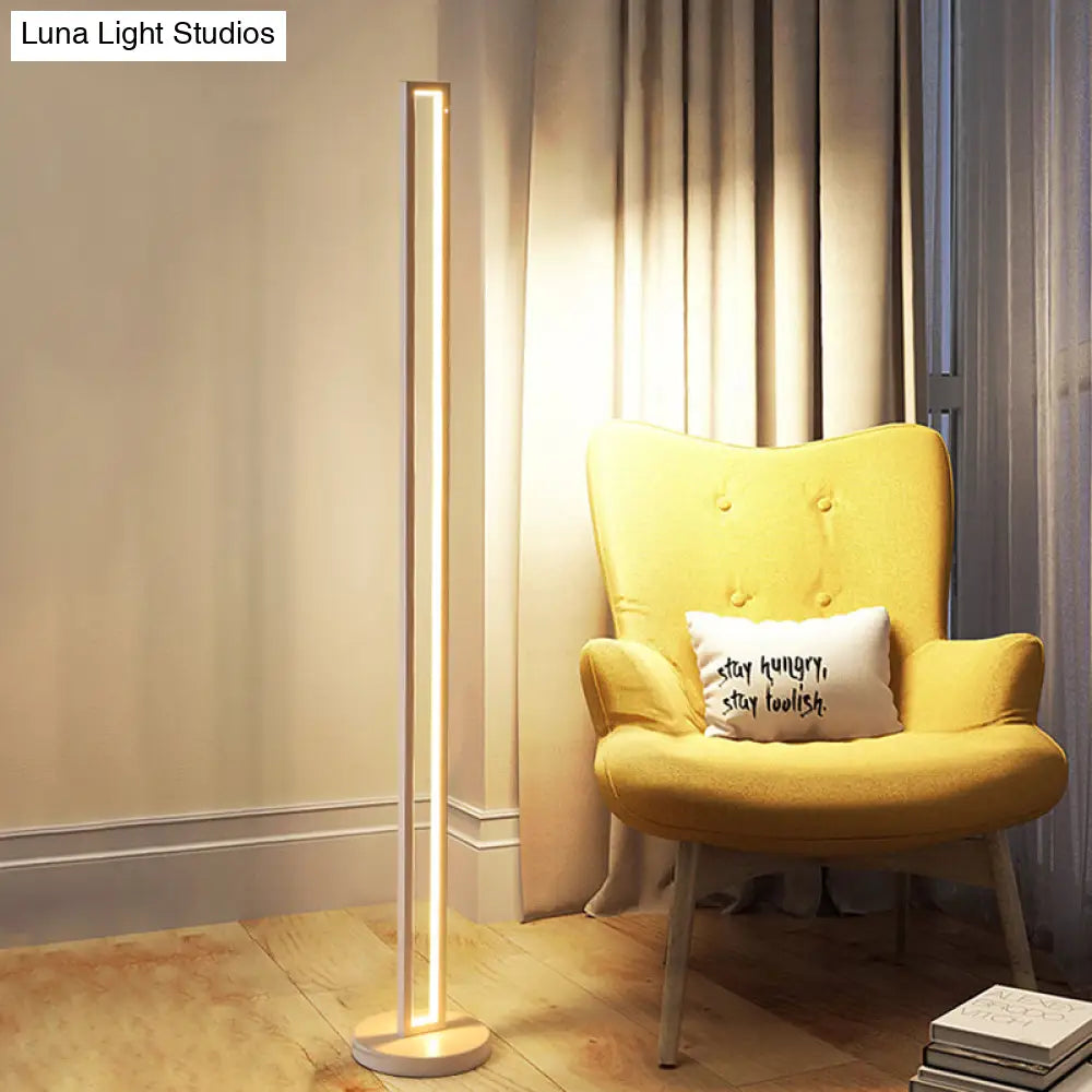 Metallic Black/White Led Floor Lamp - Contemporary Rectangle Frame Stand Up With Warm/White Light