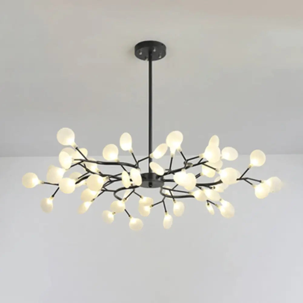 Metallic Branch Chandelier Light Simplicity Led Pendant Fixture For Living Room 54 / Black A