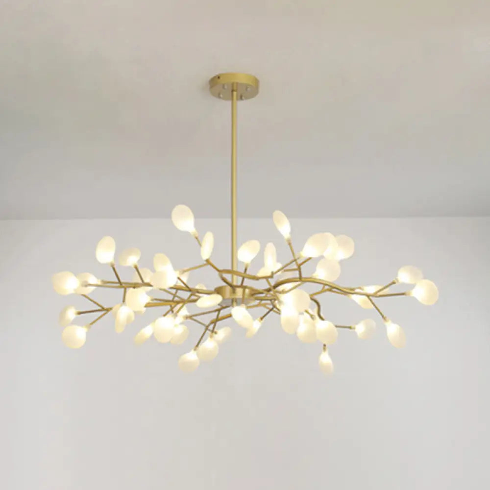 Metallic Branch Chandelier Light Simplicity Led Pendant Fixture For Living Room 54 / Gold A