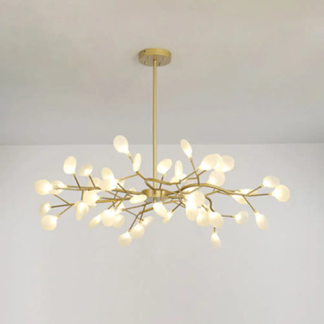 Metallic Branch Chandelier Light Simplicity Led Pendant Fixture For Living Room 54 / Gold A