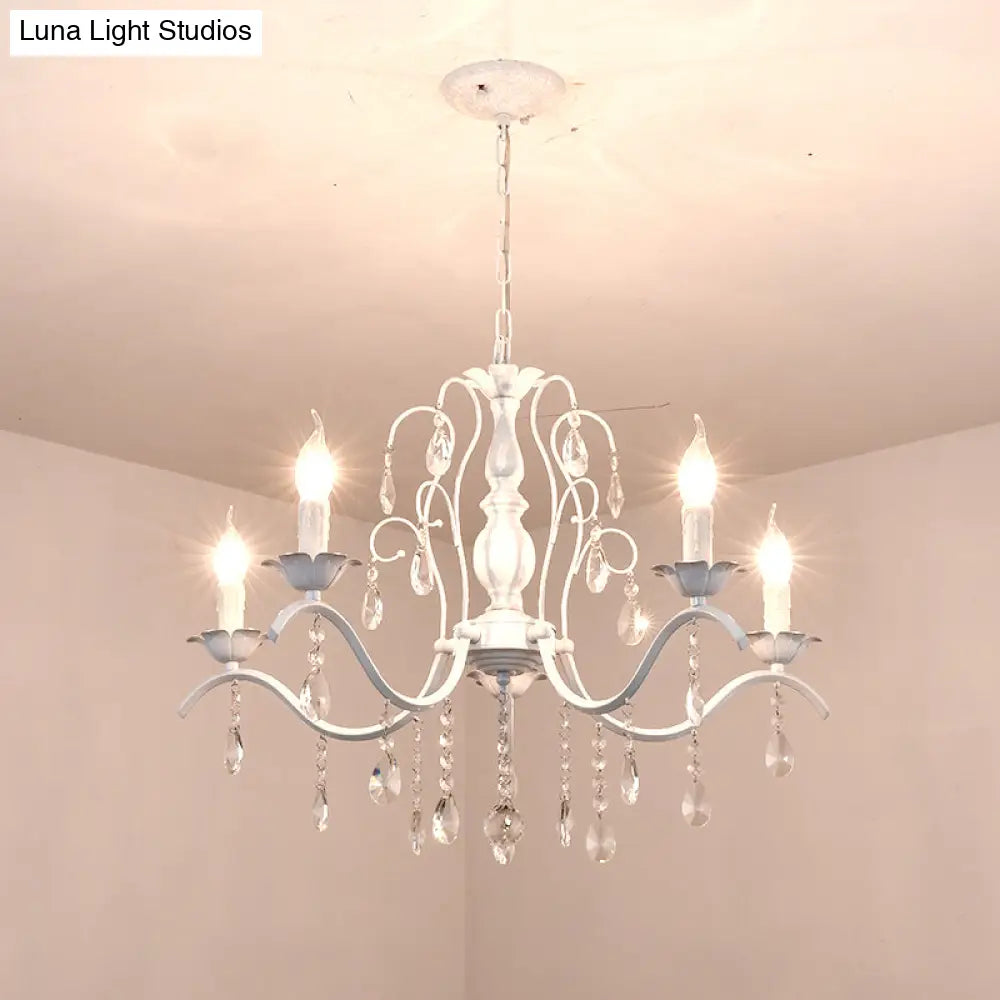 Metallic Candelabra Chandelier With Crystal Decoration - Traditional Hanging Pendant Light