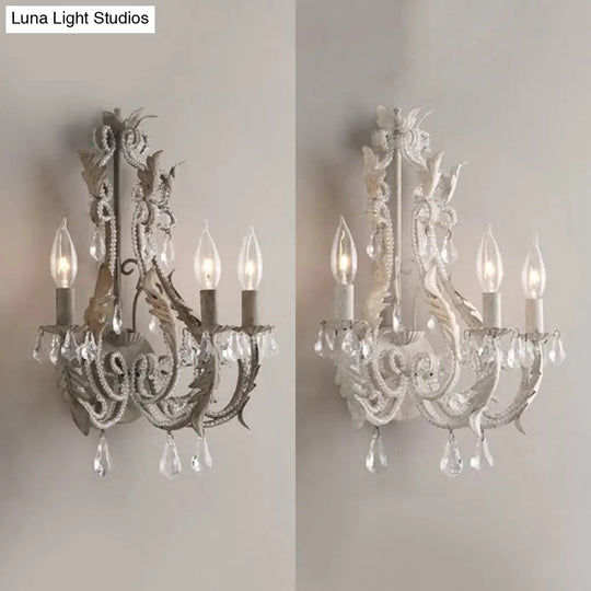 Metallic Candle Wall Sconce With Crystal - 3 Lights Living Room & Kids Light